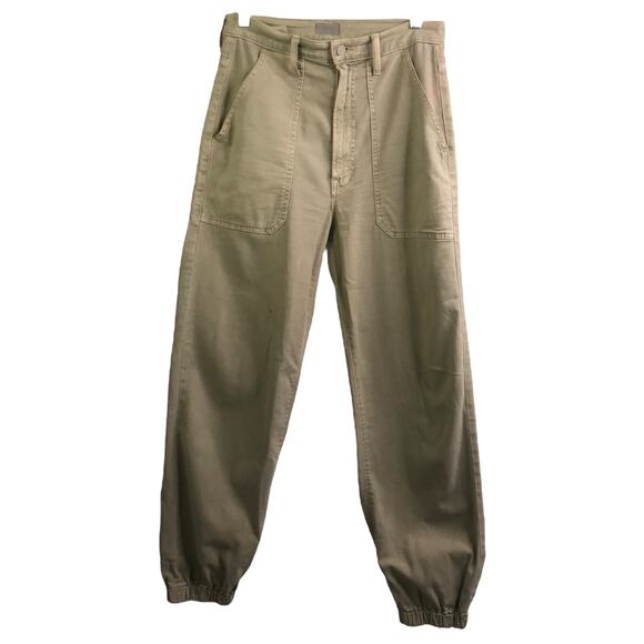 Mother Pants Womens Sz 27 Khaki The Wrapper Patch Springy Jogger High Waisted - Picture 1 of 8